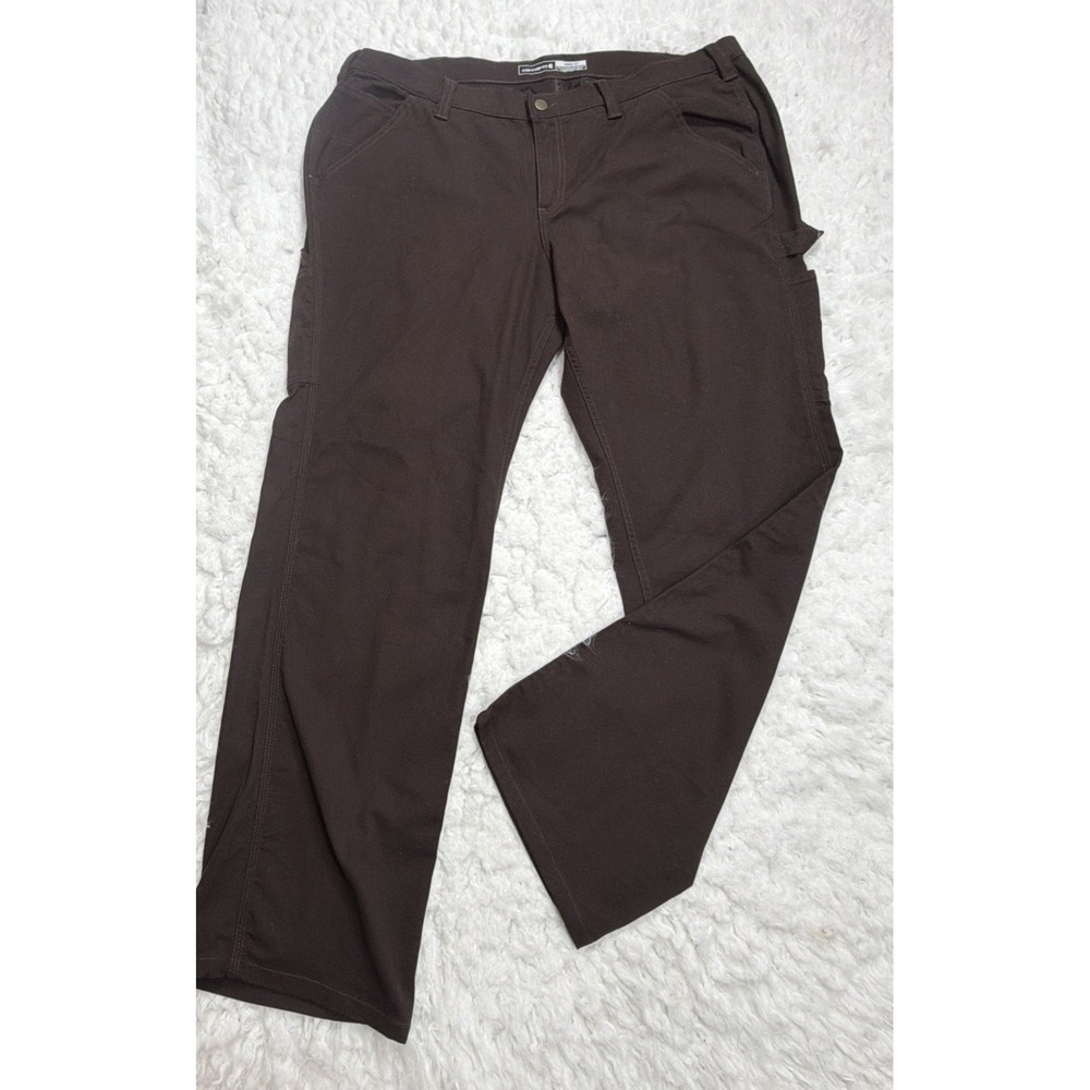 CARHARTT Women's 18 Canvas Cargo Pants Chocolate Brown Utility Loop Plus Mint!